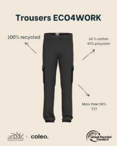 Recycled trousers from the ECO4WORK uniform collection made from post-consumer garments