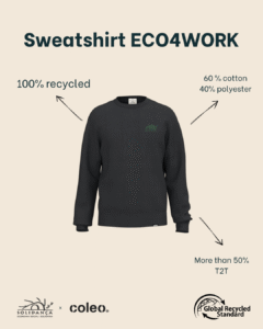 Recycled sweatshirt from the ECO4WORK uniform collection made with post-consumer textile waste